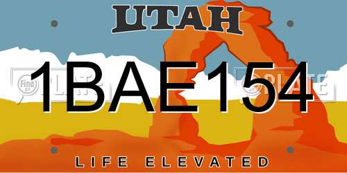 1BAE154 Utah License Plate