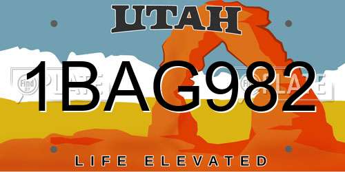 1BAG982 Utah License Plate