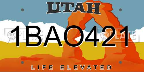 1BAO421 Utah License Plate