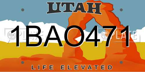 1BAO471 Utah License Plate