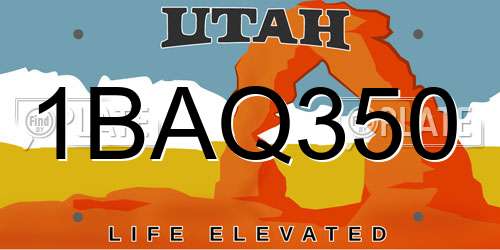 1BAQ350 Utah License Plate