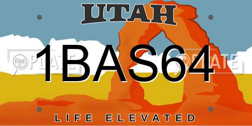 1BAS64 Utah License Plate