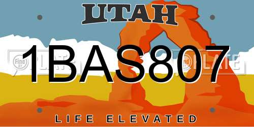 1BAS807 Utah License Plate