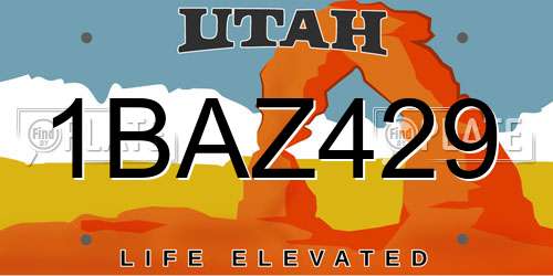 1BAZ429 Utah License Plate