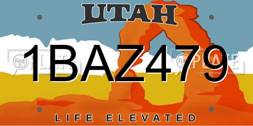 1BAZ479 Utah License Plate