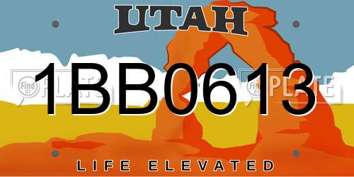 1BB0613 Utah License Plate