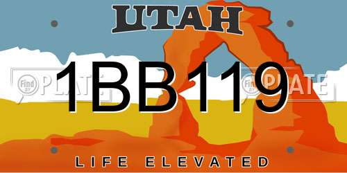 1BB119 Utah License Plate