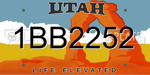 1BB2252 Utah License Plate