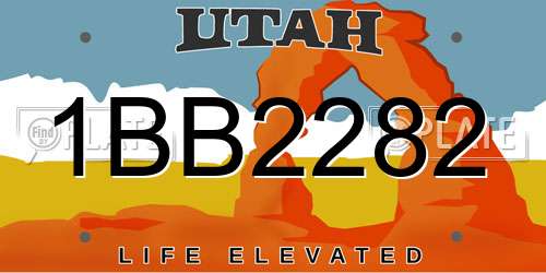 1BB2282 Utah License Plate