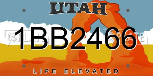 1BB2466 Utah License Plate