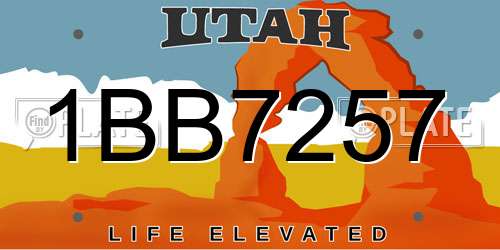 1BB7257 Utah License Plate