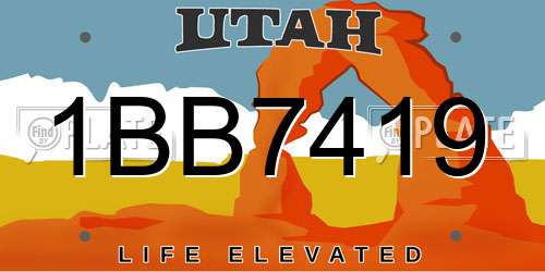 1BB7419 Utah License Plate