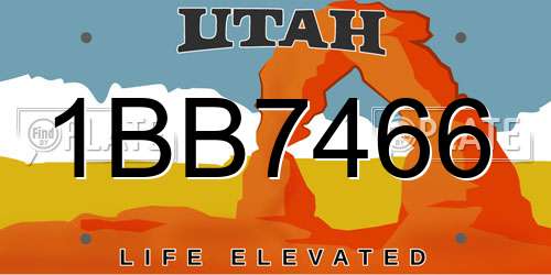 1BB7466 Utah License Plate