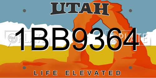 1BB9364 Utah License Plate