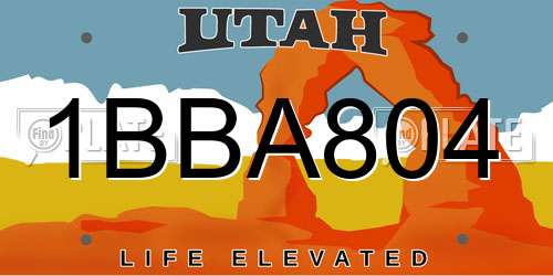 1BBA804 Utah License Plate