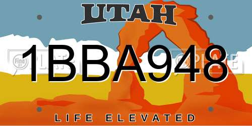 1BBA948 Utah License Plate