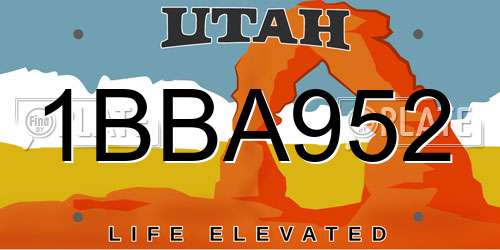 1BBA952 Utah License Plate