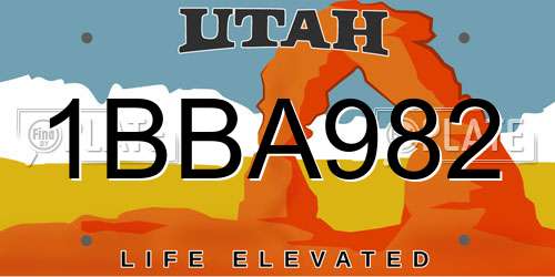 1BBA982 Utah License Plate