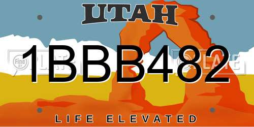 1BBB482 Utah License Plate