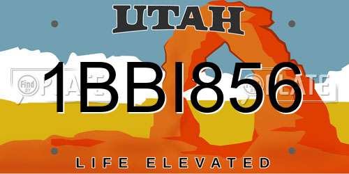 1BBI856 Utah License Plate