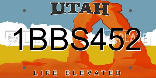 1BBS452 Utah License Plate