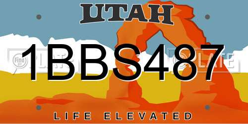 1BBS487 Utah License Plate