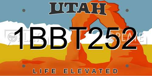 1BBT252 Utah License Plate
