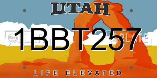 1BBT257 Utah License Plate