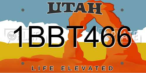1BBT466 Utah License Plate