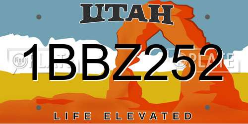 1BBZ252 Utah License Plate