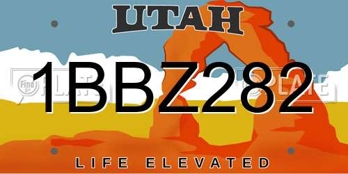 1BBZ282 Utah License Plate