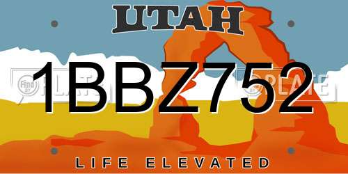 1BBZ752 Utah License Plate