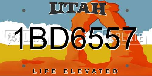 1BD6557 Utah License Plate