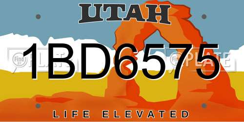1BD6575 Utah License Plate