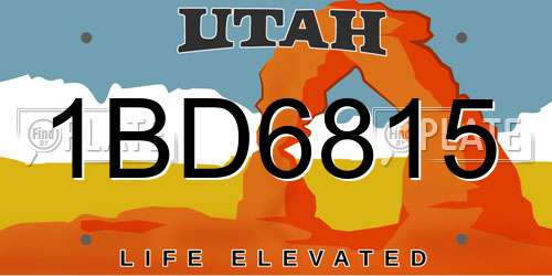 1BD6815 Utah License Plate