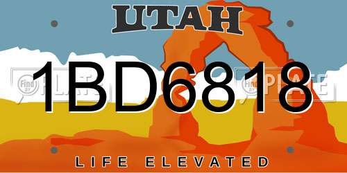 1BD6818 Utah License Plate