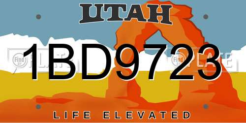 1BD9723 Utah License Plate