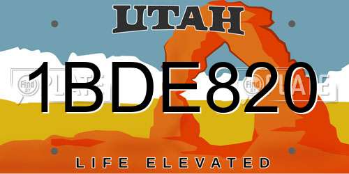 1BDE820 Utah License Plate