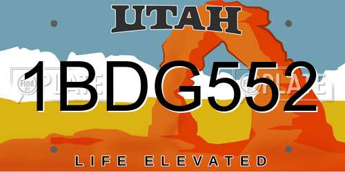 1BDG552 Utah License Plate