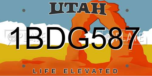 1BDG587 Utah License Plate