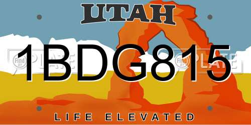 1BDG815 Utah License Plate