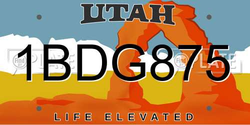 1BDG875 Utah License Plate