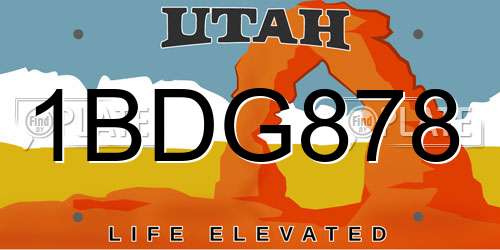 1BDG878 Utah License Plate