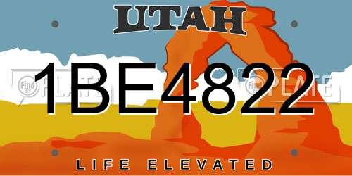 1BE4822 Utah License Plate