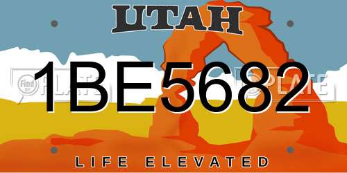 1BE5682 Utah License Plate