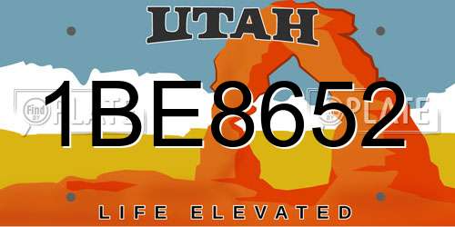 1BE8652 Utah License Plate