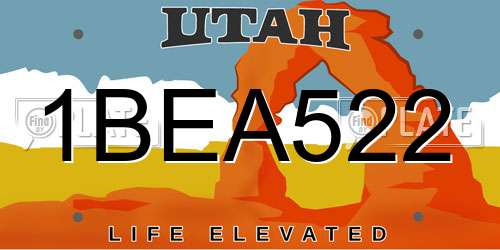 1BEA522 Utah License Plate