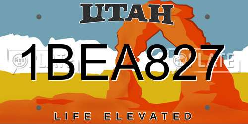 1BEA827 Utah License Plate
