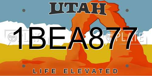 1BEA877 Utah License Plate