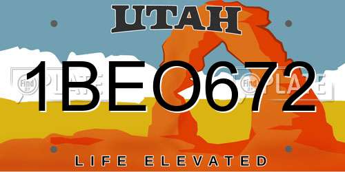 1BEO672 Utah License Plate